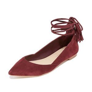 Loeffler Randall Burgundy Suede Lace-Up Flats Size 8